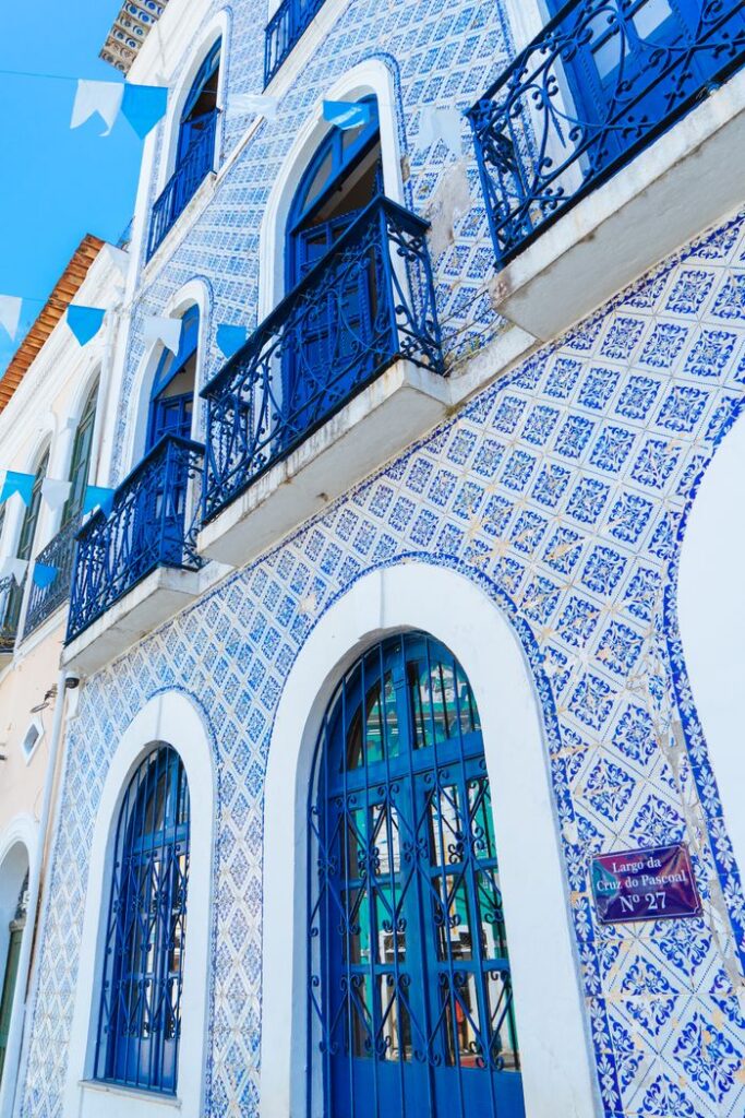 Sao Luis Brazil Beautiful historic building with blue tiles in São Luís, Brazil, showcasing local architecture.